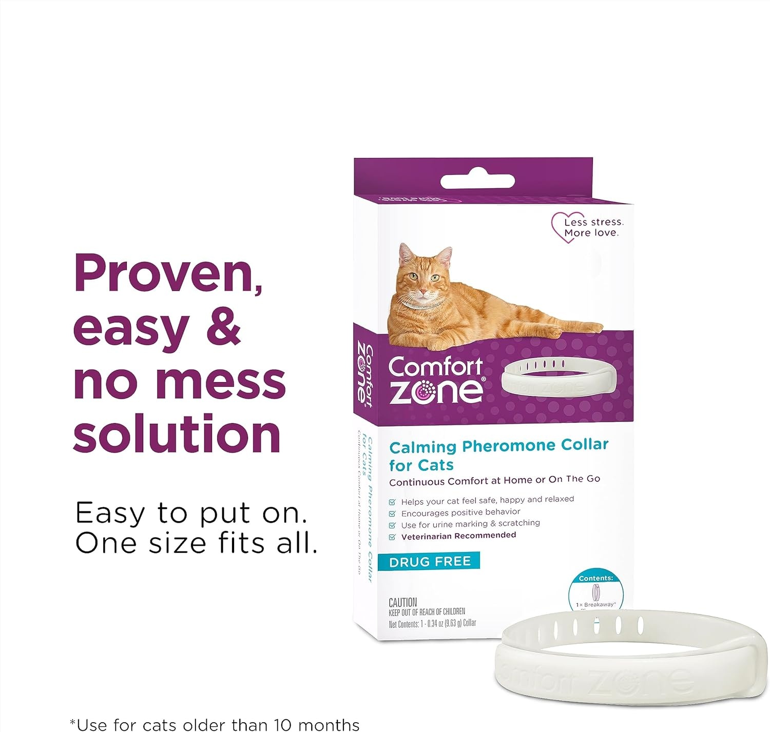 image:imageComfort Zone Cat Calming Collar Value Pack 4 30Day Calming Collars for 120 Days of Calm Cat Pheromones Help Anxiety Reduce Stress Urine Marking Scratching Indoor or Outdoor Cats LongLasting4 Pack