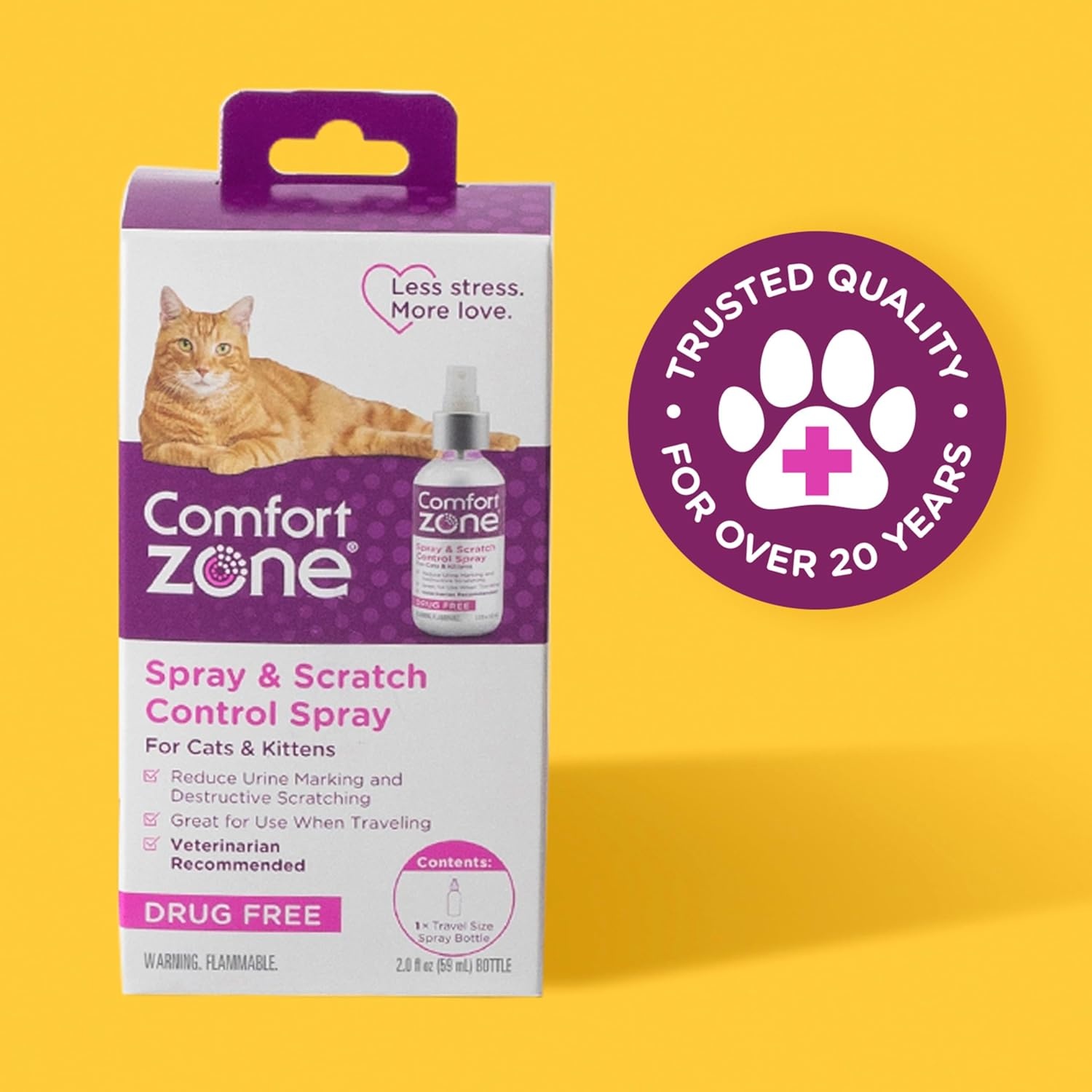 image:imageComfort Zone Cat Calming Pheromone Spray Value Size 4 oz Proven to Reduce Destructive Scratching Urine Marking and Stress4 Fluid Ounces