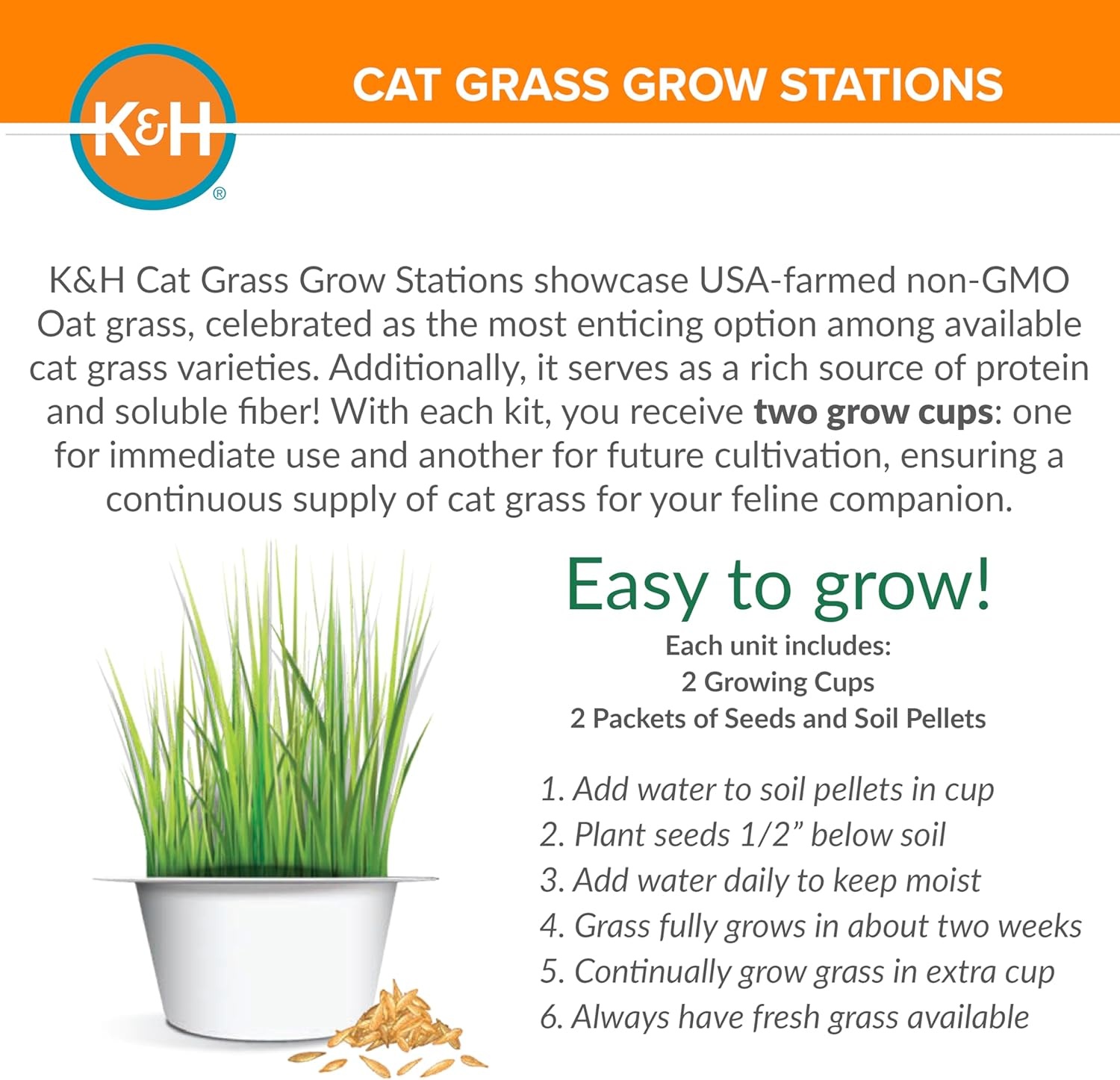 image:imageKampH Pet Products EZ Mount Cat Grass Growing Station with 1 Refill amp Comfort Zone 60 Day MultiCat Calming Diffuser Starter Kit with 2 Refills