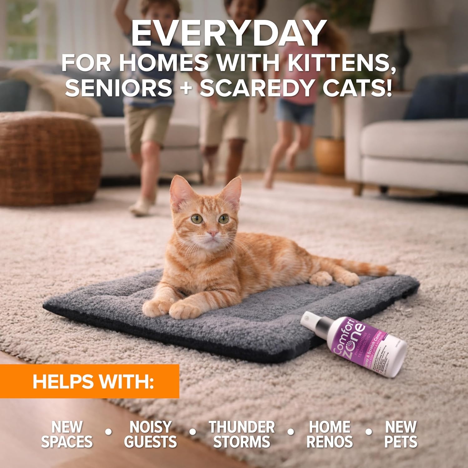 image:imageKampH SelfWarming Cat Bed Pad Comfort Zone Cat Calming Pheromone Spray Bundle Includes Self Heating Mat for Indoor Pets and Calming Spray 60ml Reduce Stress During Travel Vet Visits amp Home