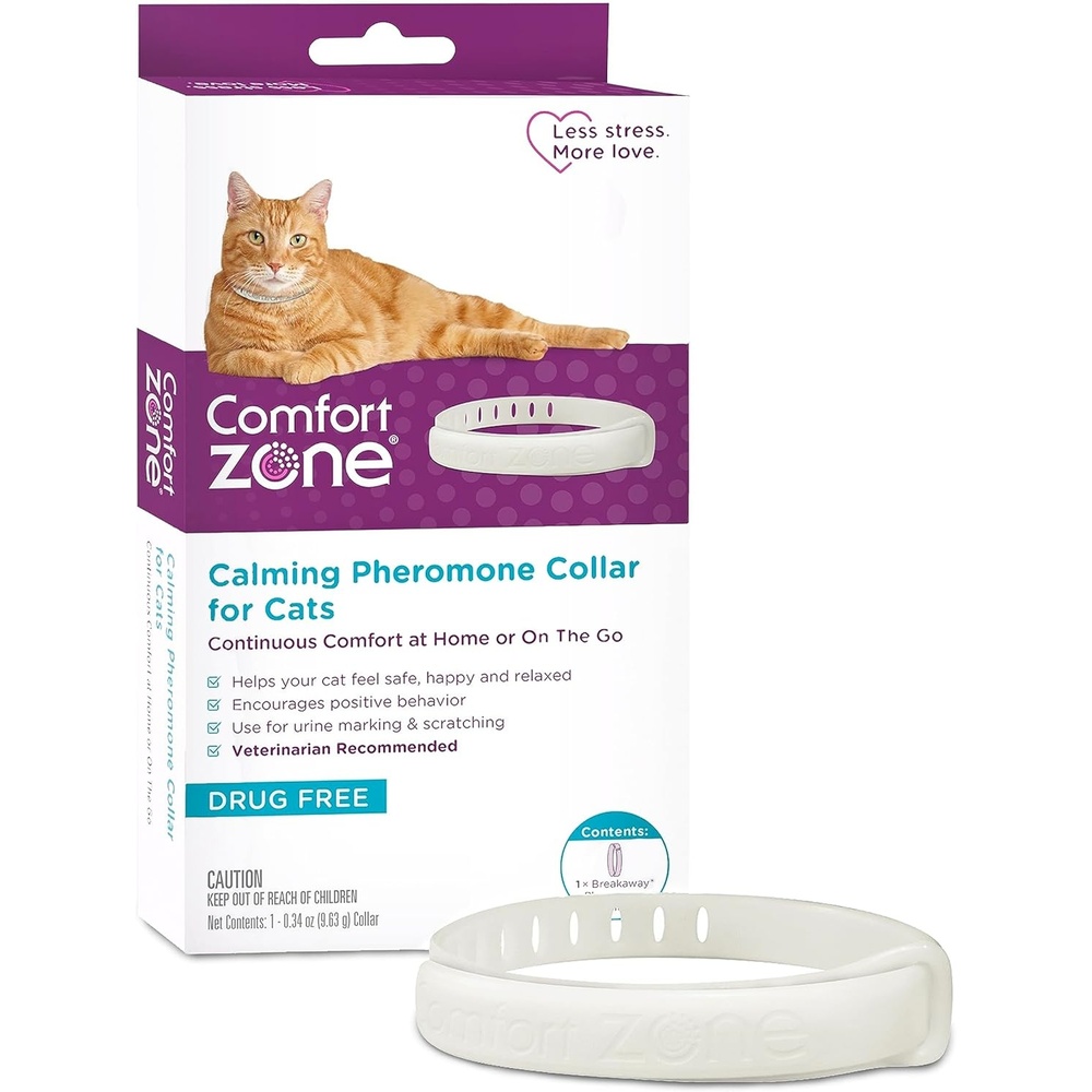 image:imageComfort Zone Cat Calming Collar 1 30Day Calming Collar Cat Pheromones Help Anxiety Reduce Stress Urine Marking Scratching Indoor or Outdoor Cats LongLastingSingle Pack