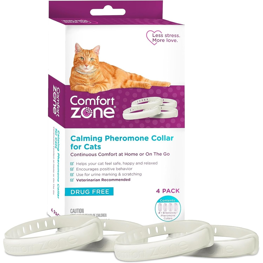 image:imageComfort Zone Cat Calming Collar Value Pack 4 30Day Calming Collars for 120 Days of Calm Cat Pheromones Help Anxiety Reduce Stress Urine Marking Scratching Indoor or Outdoor Cats LongLasting24 Pack