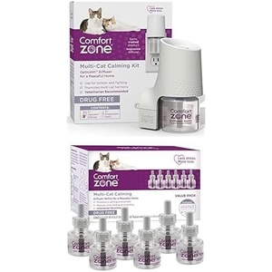image:imageBundle of Comfort Zone 30 Day Starter Kit 1 Multicat Diffuser amp 1 Refill Cat Calming Pheromone  Comfort Zone 6 Pack MultiCat Diffuser Refills Cat Calming Pheromones Help Anxiety 30Day Refills