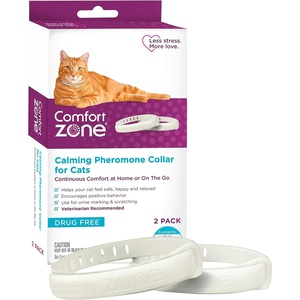 image:imageComfort Zone Cat Calming Collar 1 30Day Calming Collar Cat Pheromones Help Anxiety Reduce Stress Urine Marking Scratching Indoor or Outdoor Cats LongLasting2 Pack