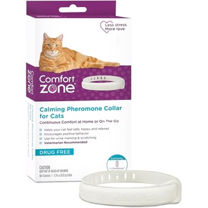 image:imageComfort Zone Cat Calming Collar 1 30Day Calming Collar Cat Pheromones Help Anxiety Reduce Stress Urine Marking Scratching Indoor or Outdoor Cats LongLastingSingle Pack