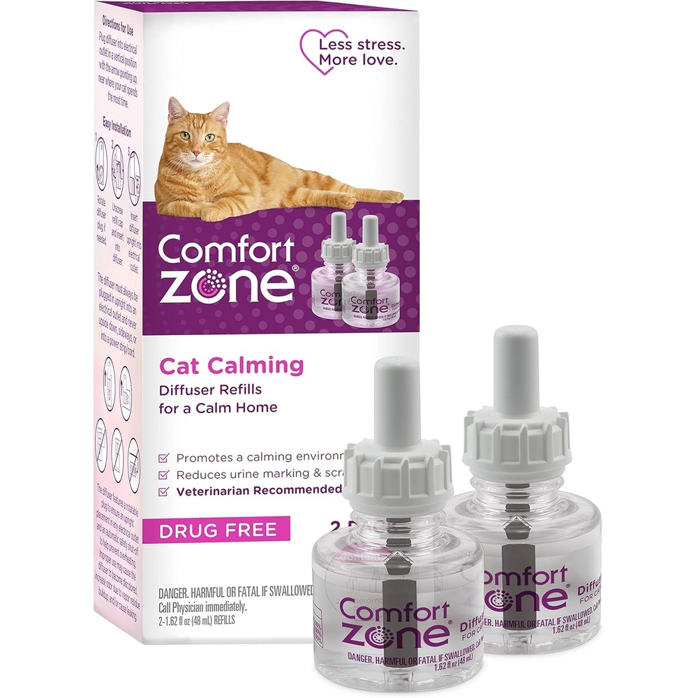 image:imageCOMFORT ZONE Cat Calming Diffuser Refill 2 Pack Cat Calming Pheromone Refills Help Reduce Anxiety Stress Scratching Urine Marking Aggression 30Day Refills 60Day Supply2 Pack