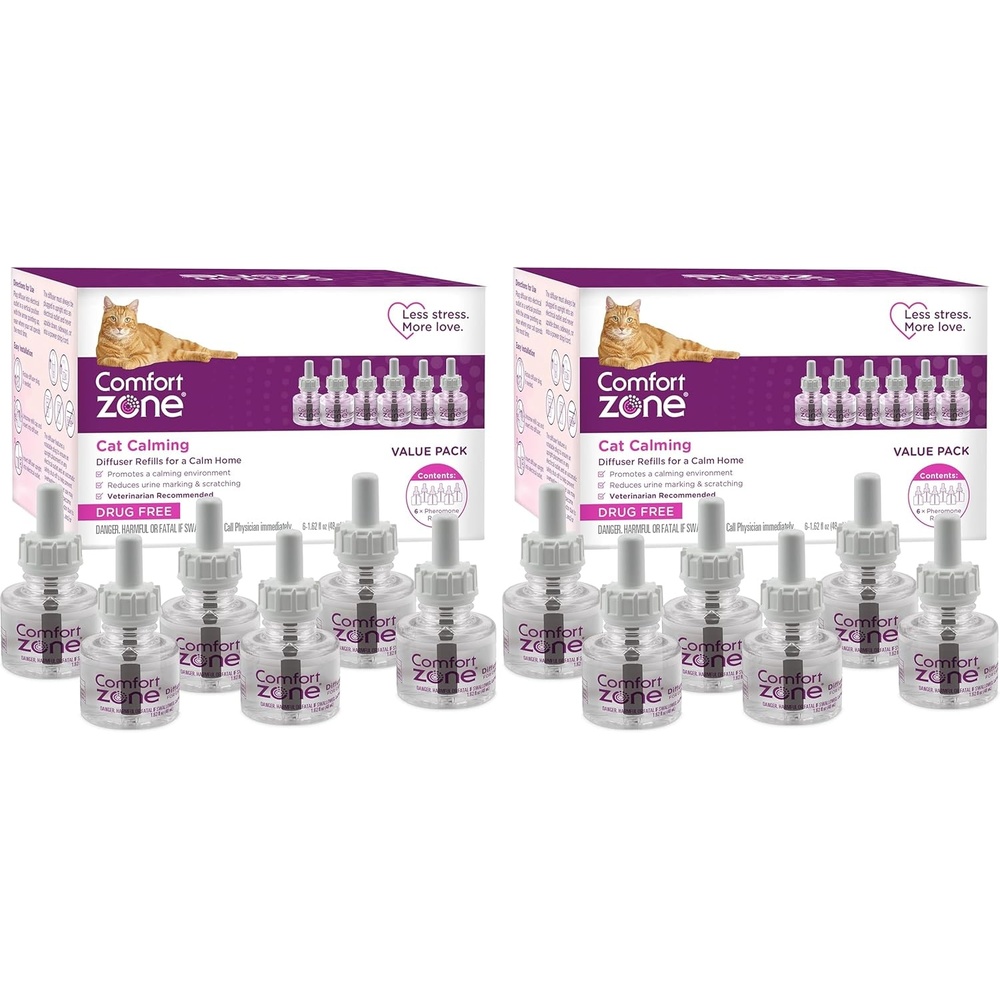 image:imageCOMFORT ZONE Cat Calming Diffuser Refill 2 Pack Cat Calming Pheromone Refills Help Reduce Anxiety Stress Scratching Urine Marking Aggression 30Day Refills 60Day Supply12 Pack