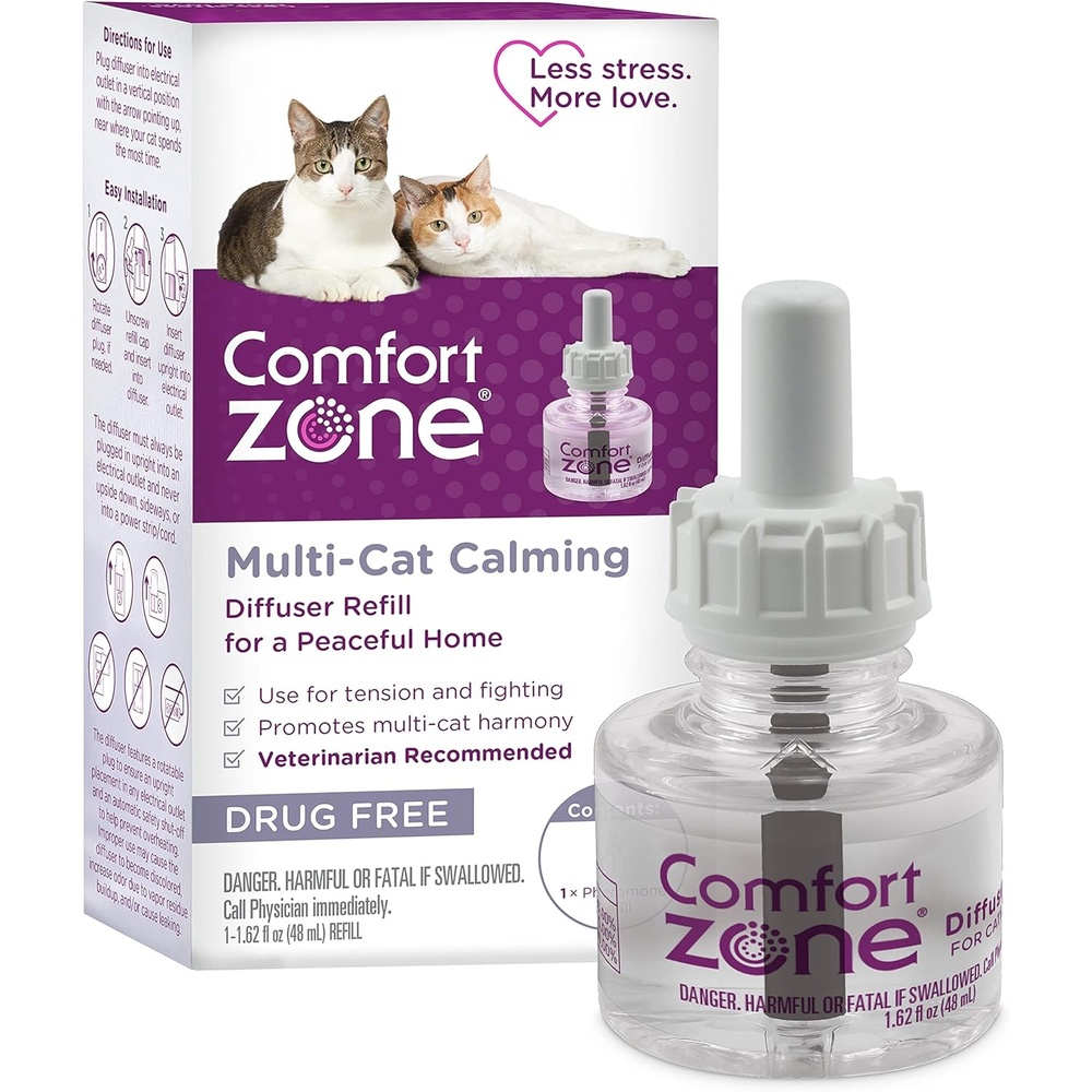 image:imageCOMFORT ZONE Multi Cat Calming Diffuser Refill 2 Pack Cat Calming Pheromone Refills Help Reduce Anxiety Stress Scratching Urine Marking MultiCat Aggression 30Day Refills 60Day Supply1 Pack