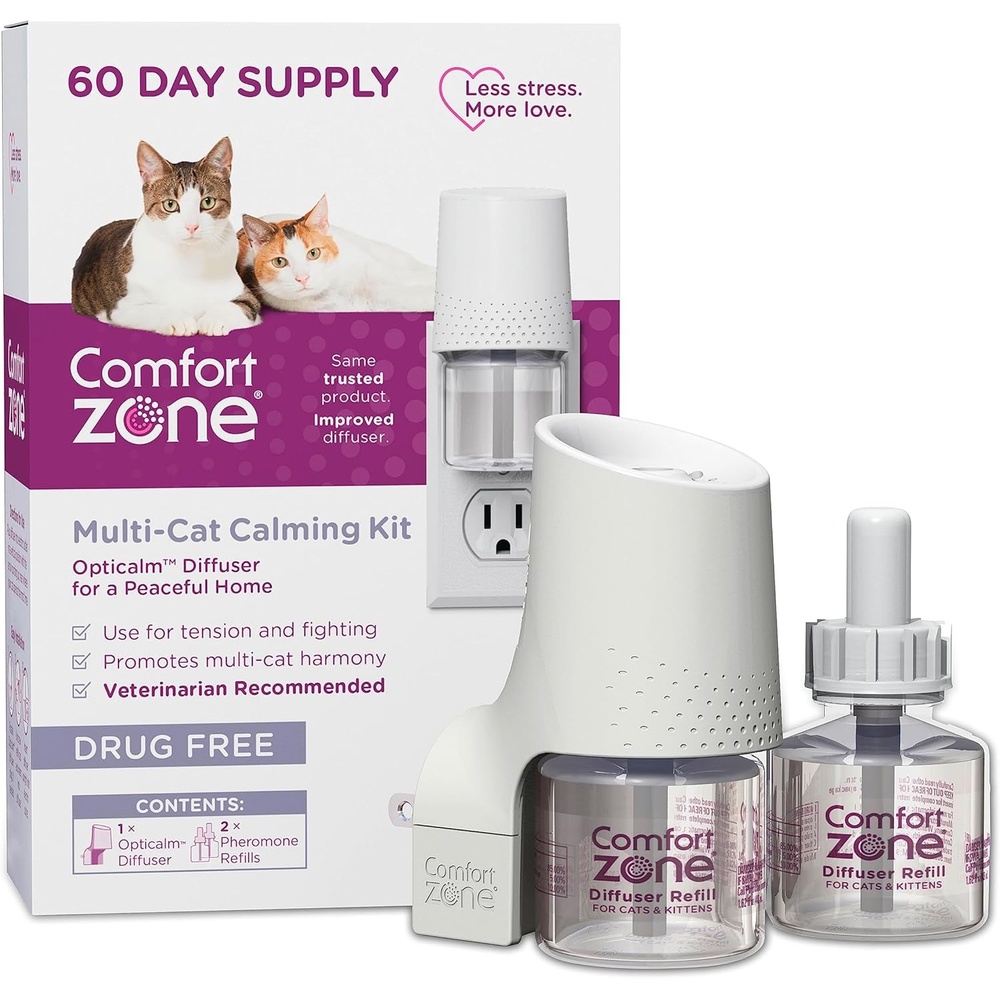 image:imageCOMFORT ZONE Value Kit 3 Multicat Diffusers amp 6 Refills Cat Calming Pheromone Reduce Stress Aggression Fighting Urine Marking Scratching1 Diffuser 2 Refills