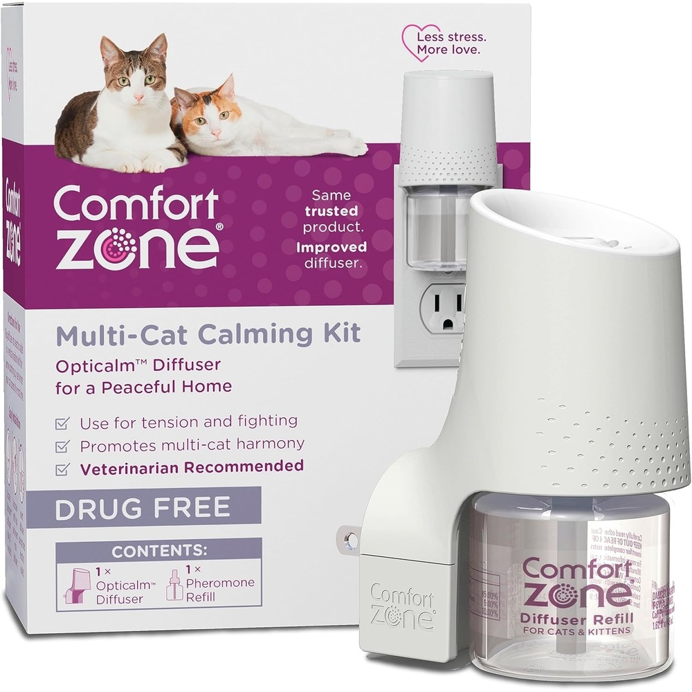 image:imageCOMFORT ZONE Value Kit 3 Multicat Diffusers amp 6 Refills Cat Calming Pheromone Reduce Stress Aggression Fighting Urine Marking Scratching1 Diffuser 1 Refill