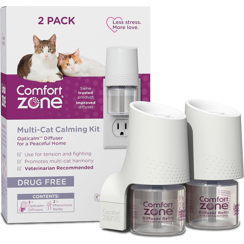 image:imageCOMFORT ZONE Value Kit 3 Multicat Diffusers amp 6 Refills Cat Calming Pheromone Reduce Stress Aggression Fighting Urine Marking Scratching2 Diffusers 2 Refills