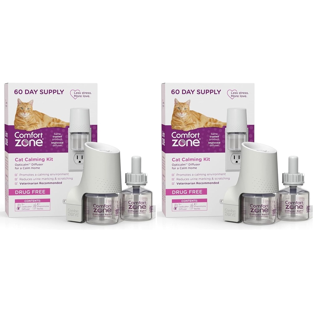 image:imageComfort Zone 60 Day Starter Kit 1 Cat Calming Diffuser amp 2 Refills Cat Pheromones Help Anxiety Reduce Stress Urine Marking Scratching1 Diffuser 2 Refills Pack of 2