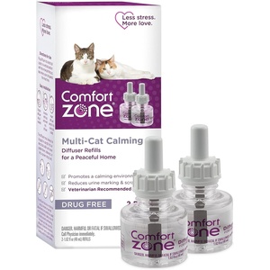 image:imageCOMFORT ZONE Multi Cat Calming Diffuser Refill 2 Pack  Cat Calming Pheromone Refills Help Reduce Anxiety Stress Scratching Urine Marking MultiCat Aggression 30Day Refills 60Day Supply2 pack
