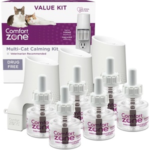 image:imageCOMFORT ZONE Value Kit 3 Multicat Diffusers amp 6 Refills Cat Calming Pheromone Reduce Stress Aggression Fighting Urine Marking Scratching3 Diffusers  6 Refills